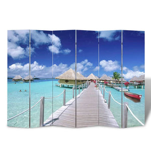 vidaXL Folding Room Divider 217x170 cm Beach