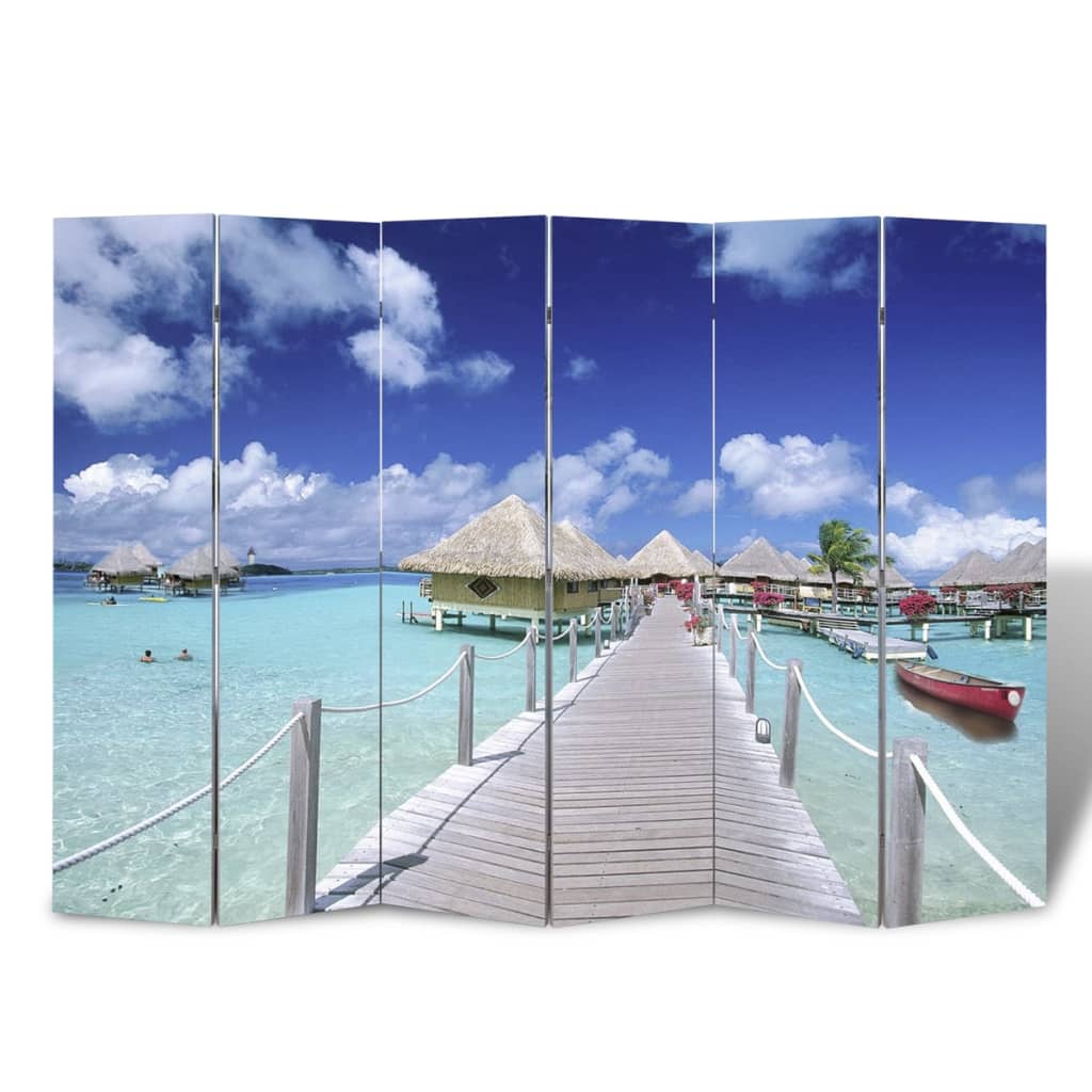 vidaXL Folding Room Divider 217x170 cm Beach