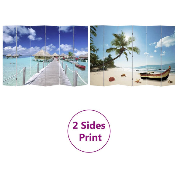 vidaXL Folding Room Divider 217x170 cm Beach