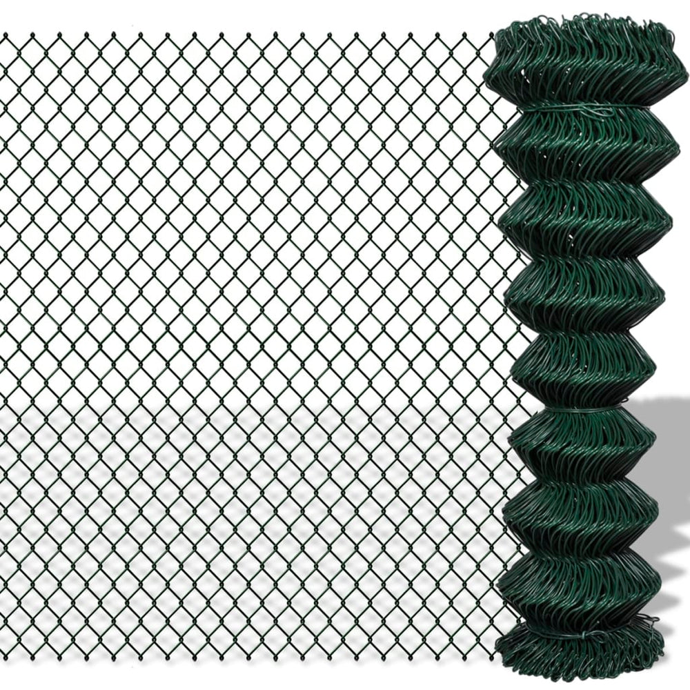 vidaXL Chain Link Fence Steel 1.5x15 m Green