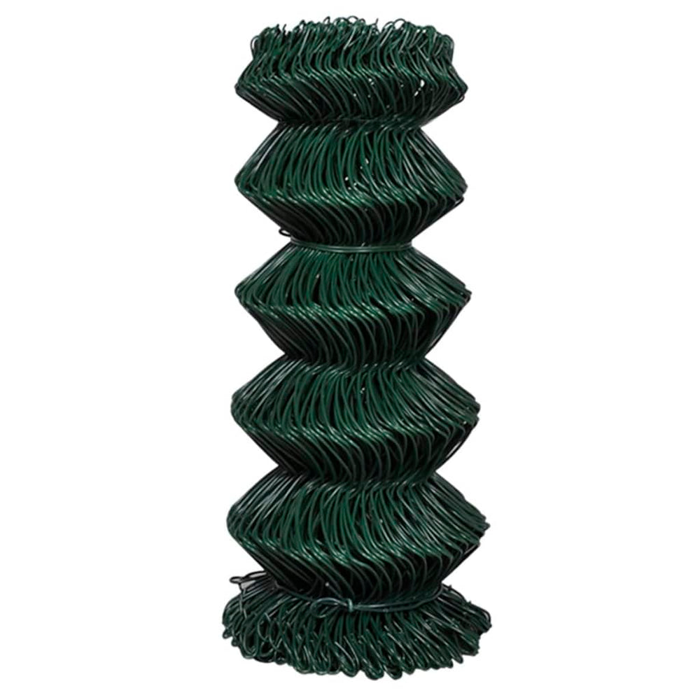 vidaXL Chain Link Fence Steel 0.8x25 m Green