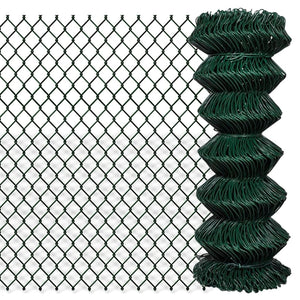vidaXL Chain Link Fence Steel 1x25 m Green