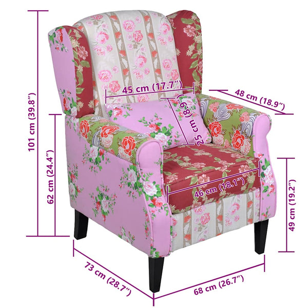 vidaXL Armchair with Patchwork Design Fabric