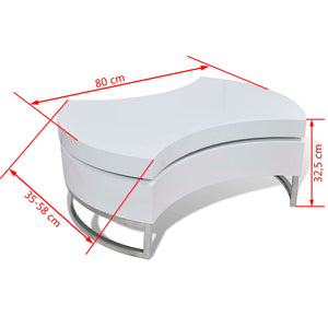 vidaXL Coffee Table Shape-Adjustable High Gloss White