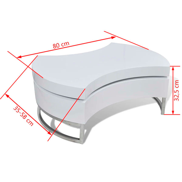 vidaXL Coffee Table Shape-Adjustable High Gloss White