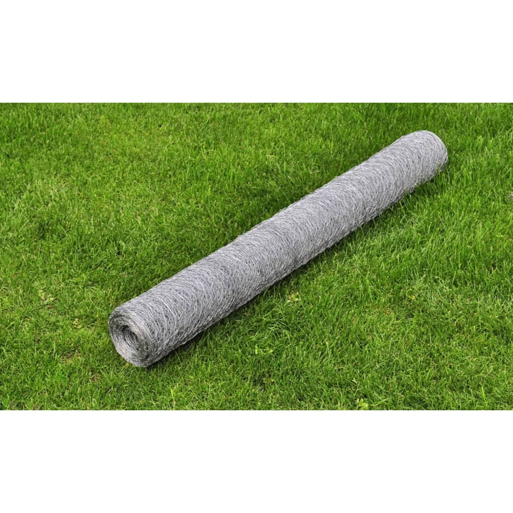 vidaXL Galvanized Steel Mesh Fencing 25x0.5 m Silver