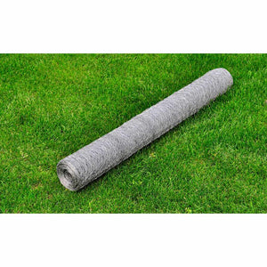 vidaXL Chicken Wire Mesh Galvanized Steel 25x1 m Silver