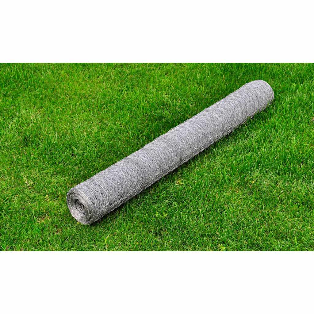 vidaXL Chicken Wire Mesh Galvanized Steel 25x1 m Silver