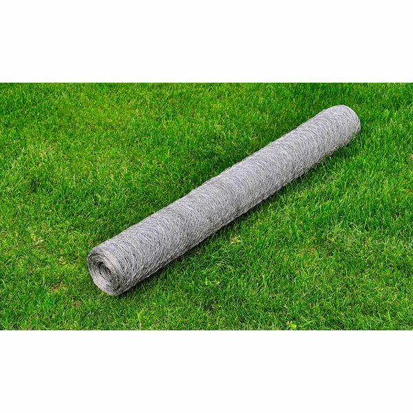 vidaXL Chicken Wire Mesh Galvanized Steel 25x1 m Silver