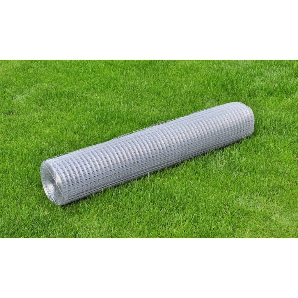 vidaXL Chicken Wire Fence Galvanized Steel 10x1 m Silver