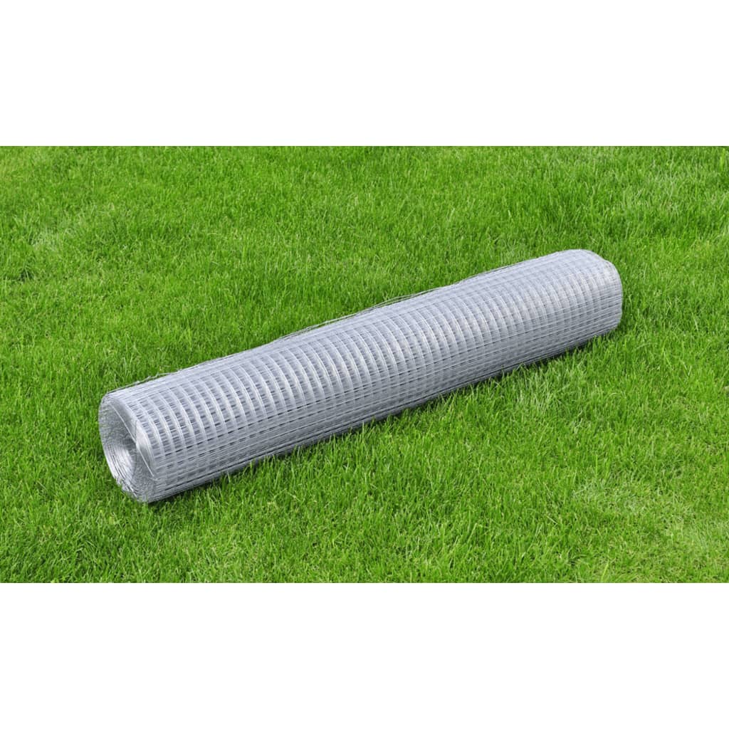 vidaXL Chicken Wire Mesh Galvanized Steel 25x1 m Silver