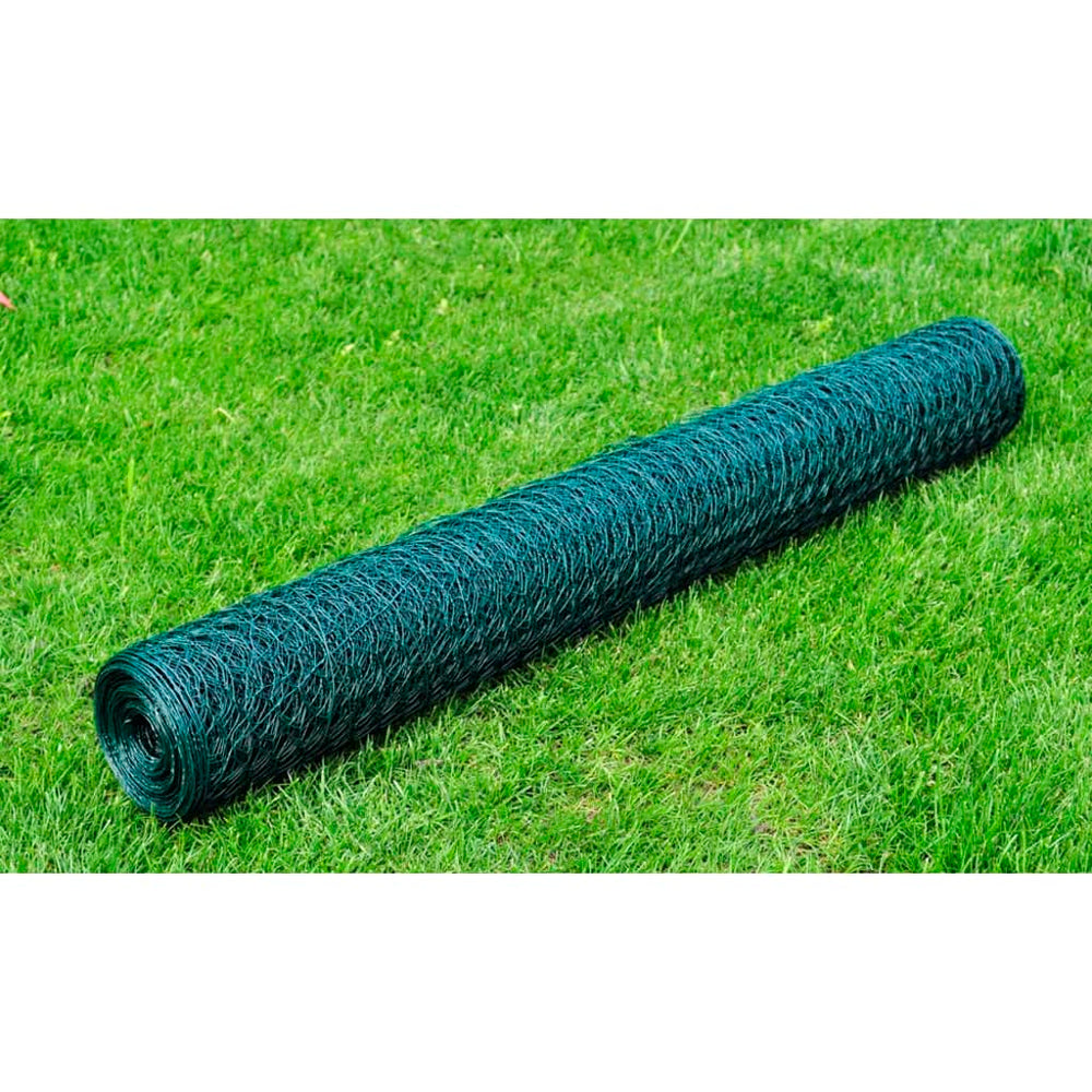 vidaXL PVC-Coated Wire Mesh Fence 25x1 m Green