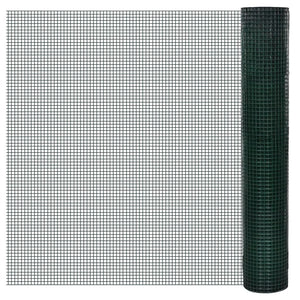 vidaXL Chicken Wire Fence Galvanised with PVC Coating 10x1 m Green