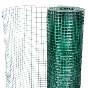 vidaXL Chicken Wire Fence Galvanised with PVC Coating 10x1 m Green