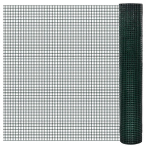 vidaXL Chicken Wire Fence Galvanised with PVC Coating 10x1 m Green