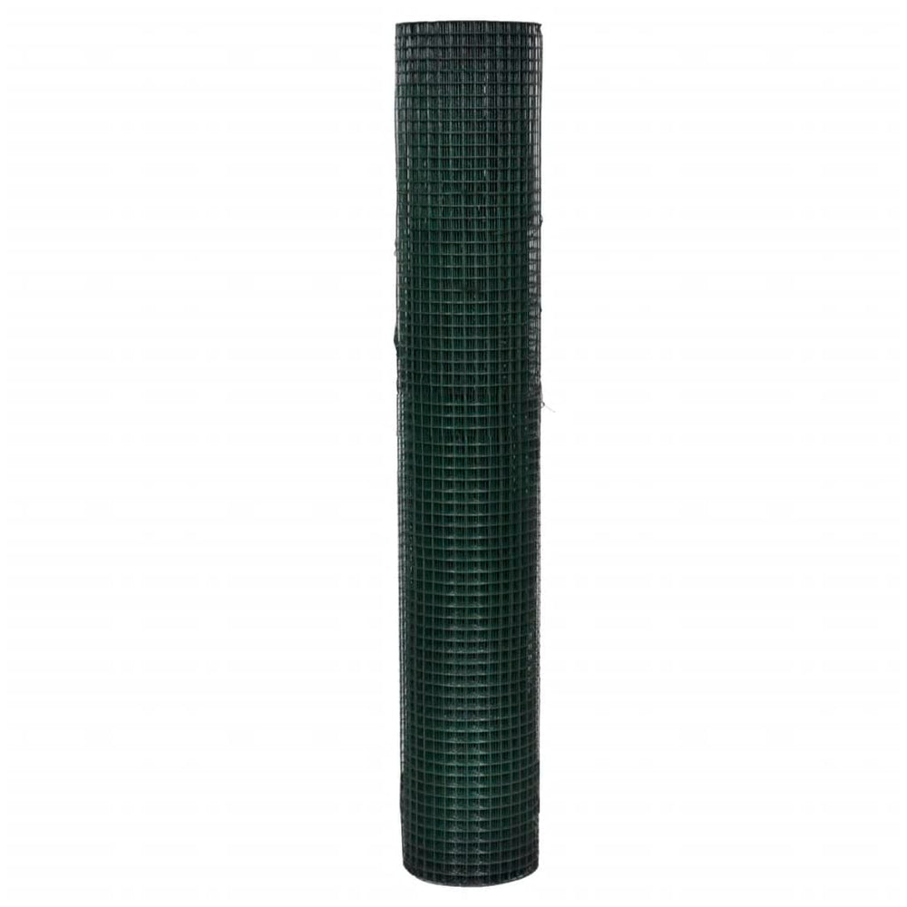 vidaXL Chicken Wire Fence Galvanised with PVC Coating 10x1 m Green