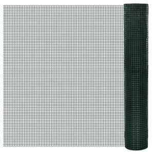 vidaXL Galvanized Chicken Wire with PVC Coating 25x1 m Green