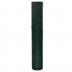 vidaXL Galvanized Chicken Wire with PVC Coating 25x1 m Green