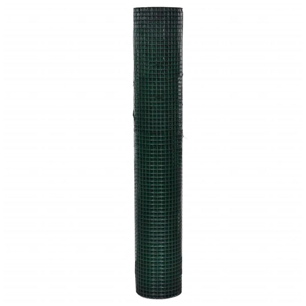 vidaXL Galvanized Chicken Wire with PVC Coating 25x1 m Green