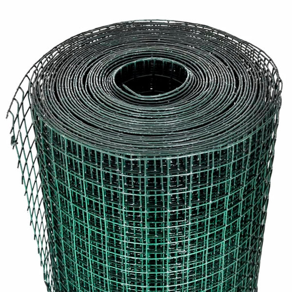 vidaXL Galvanized Chicken Wire with PVC Coating 25x1 m Green