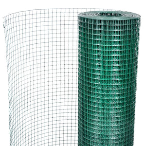 vidaXL Galvanized Chicken Wire with PVC Coating 25x1 m Green