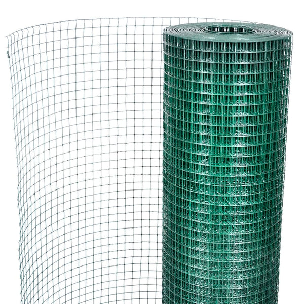 vidaXL Galvanized Chicken Wire with PVC Coating 25x1 m Green