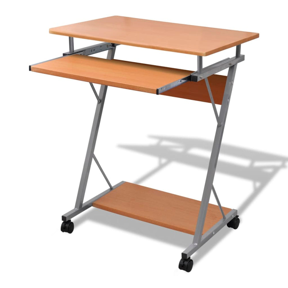 Computer Desk Computer Cart PC Table Office Desk Laptop on Wheels Brown