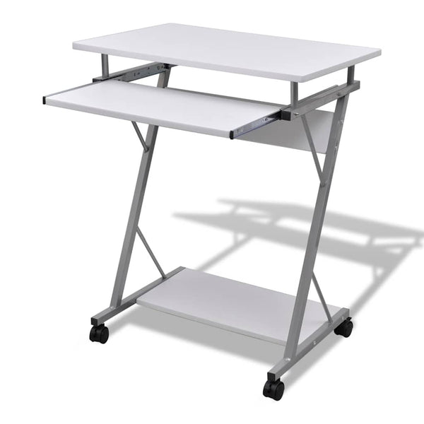 Computer Desk Computer Cart PC Desk Office Desk Laptop on Wheels White