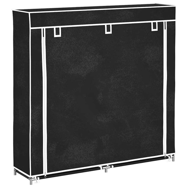 vidaXL Fabric Shoe Rack with Cover 115 x 28 x 110 cm Black