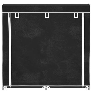 vidaXL Fabric Shoe Rack with Cover 115 x 28 x 110 cm Black