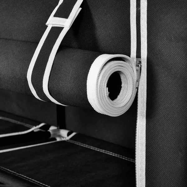 vidaXL Fabric Shoe Rack with Cover 115 x 28 x 110 cm Black