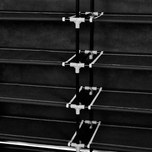 vidaXL Fabric Shoe Rack with Cover 115 x 28 x 110 cm Black