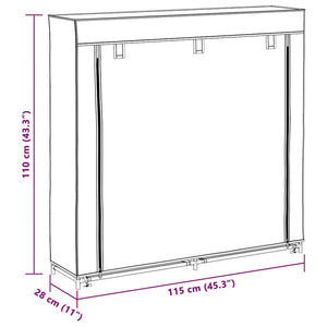vidaXL Fabric Shoe Rack with Cover 115 x 28 x 110 cm Black