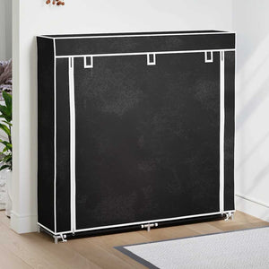 vidaXL Fabric Shoe Rack with Cover 115 x 28 x 110 cm Black