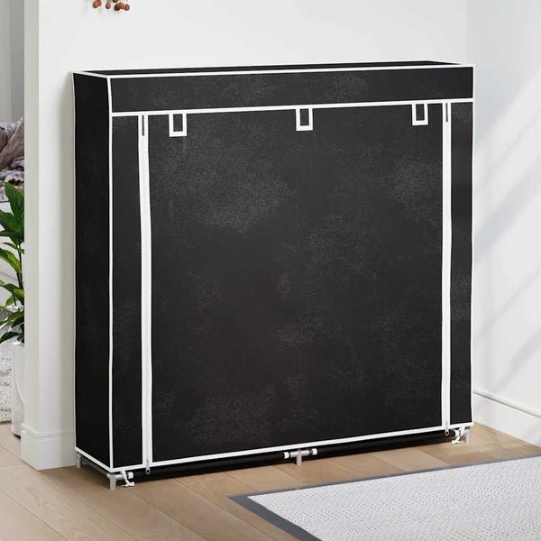 vidaXL Fabric Shoe Rack with Cover 115 x 28 x 110 cm Black
