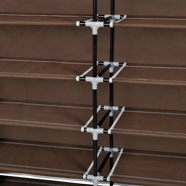 vidaXL Fabric Shoe Cabinet with Cover 115 x 28 x 110 cm Brown