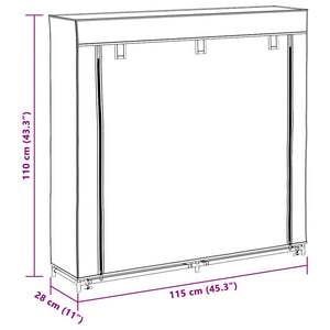 vidaXL Fabric Shoe Cabinet with Cover 115 x 28 x 110 cm Brown