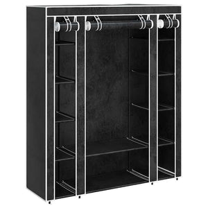 vidaXL Fabric Wardrobe with Shelves and Hanging Rails 45×150×176 cm Black