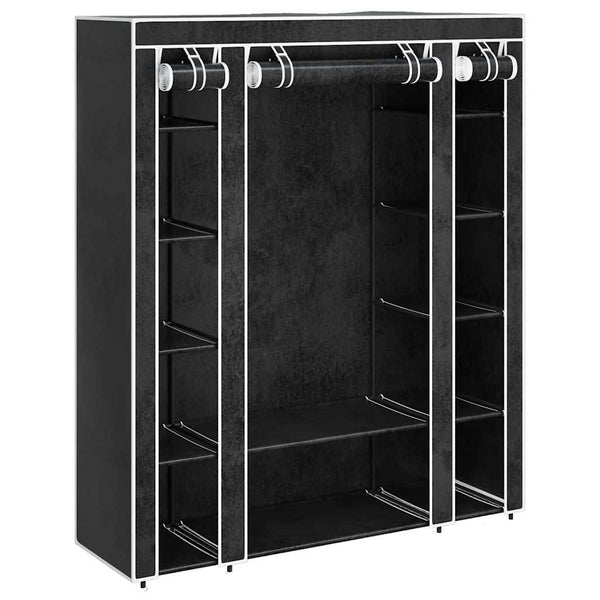 vidaXL Fabric Wardrobe with Shelves and Hanging Rails 45×150×176 cm Black