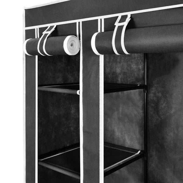 vidaXL Fabric Wardrobe with Shelves and Hanging Rails 45×150×176 cm Black