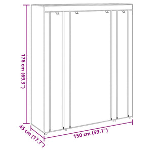 vidaXL Fabric Wardrobe with Shelves and Rods 45x150x176 cm Brown