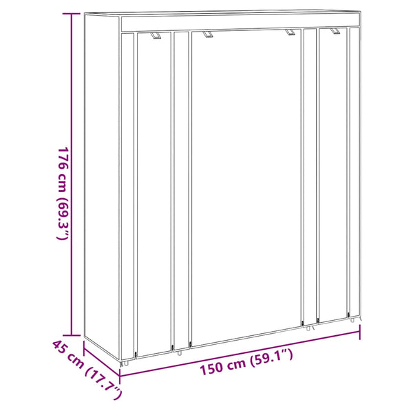 vidaXL Fabric Wardrobe with Shelves and Rods 45x150x176 cm Brown