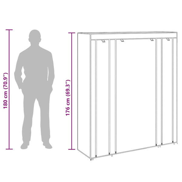 vidaXL Fabric Wardrobe with Shelves and Rods 45x150x176 cm Brown