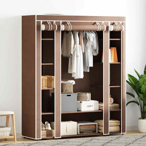 vidaXL Fabric Wardrobe with Shelves and Rods 45x150x176 cm Brown