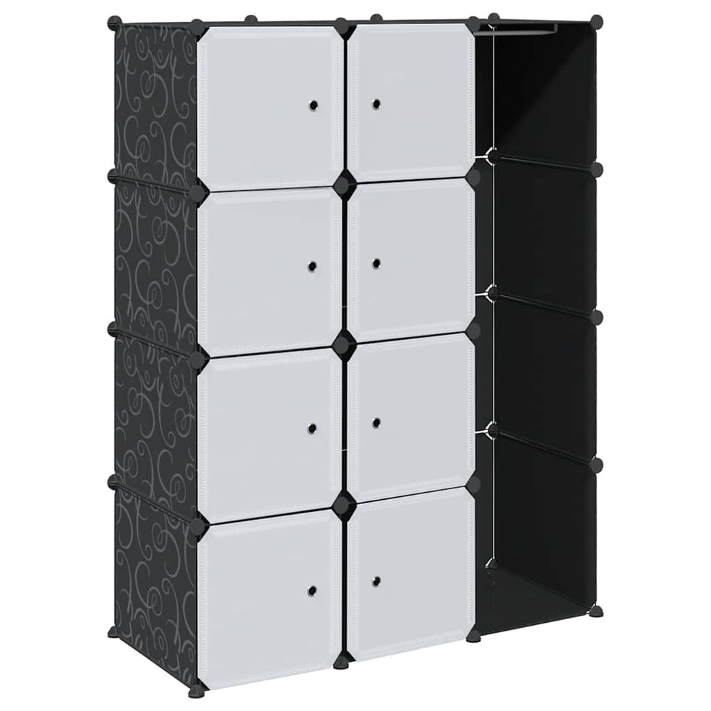 vidaXL Modular Wardrobe with 9 Compartments 109x36.5x143cm Black and White