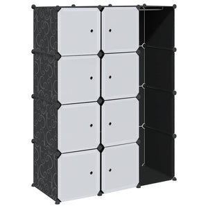 vidaXL Modular Wardrobe with 9 Compartments 109x36.5x143cm Black and White