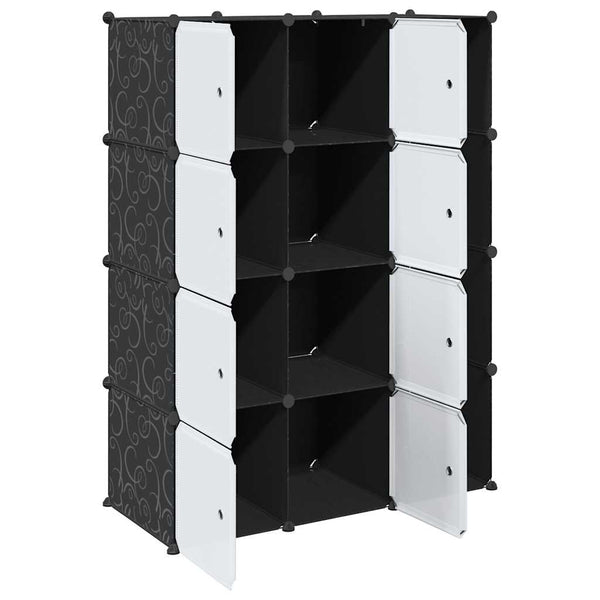 vidaXL Modular Wardrobe with 9 Compartments 109x36.5x143cm Black and White