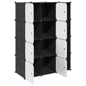 vidaXL Modular Wardrobe with 9 Compartments 109x36.5x143cm Black and White