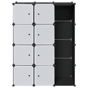 vidaXL Modular Wardrobe with 9 Compartments 109x36.5x143cm Black and White