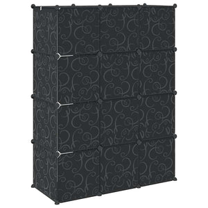 vidaXL Modular Wardrobe with 9 Compartments 109x36.5x143cm Black and White